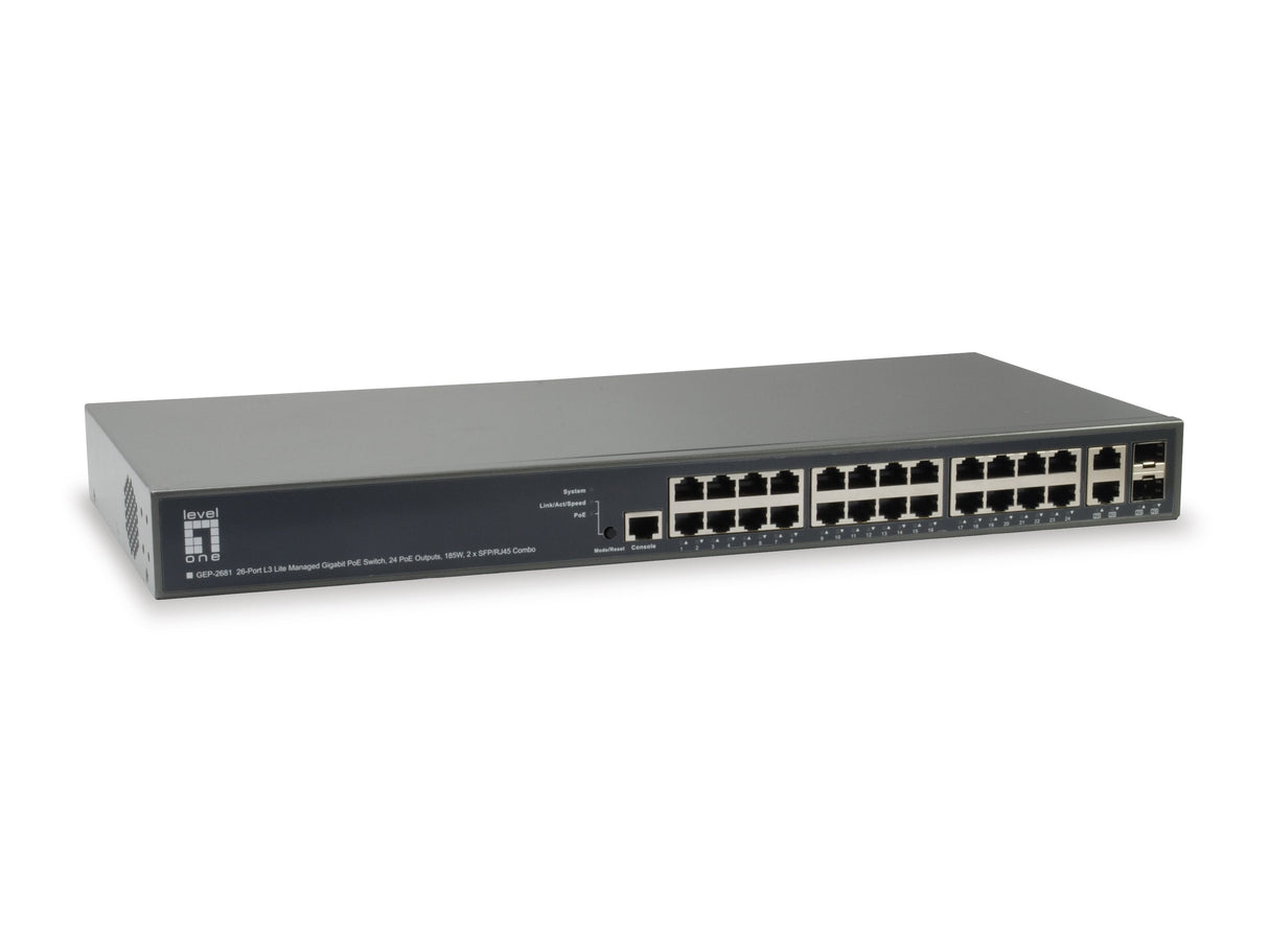 Levelone Gep-2681 Switch Gestionado L3 Gigabit Ethernet (10/100/1000) Energía Sobre Ethernet (Poe) Negro