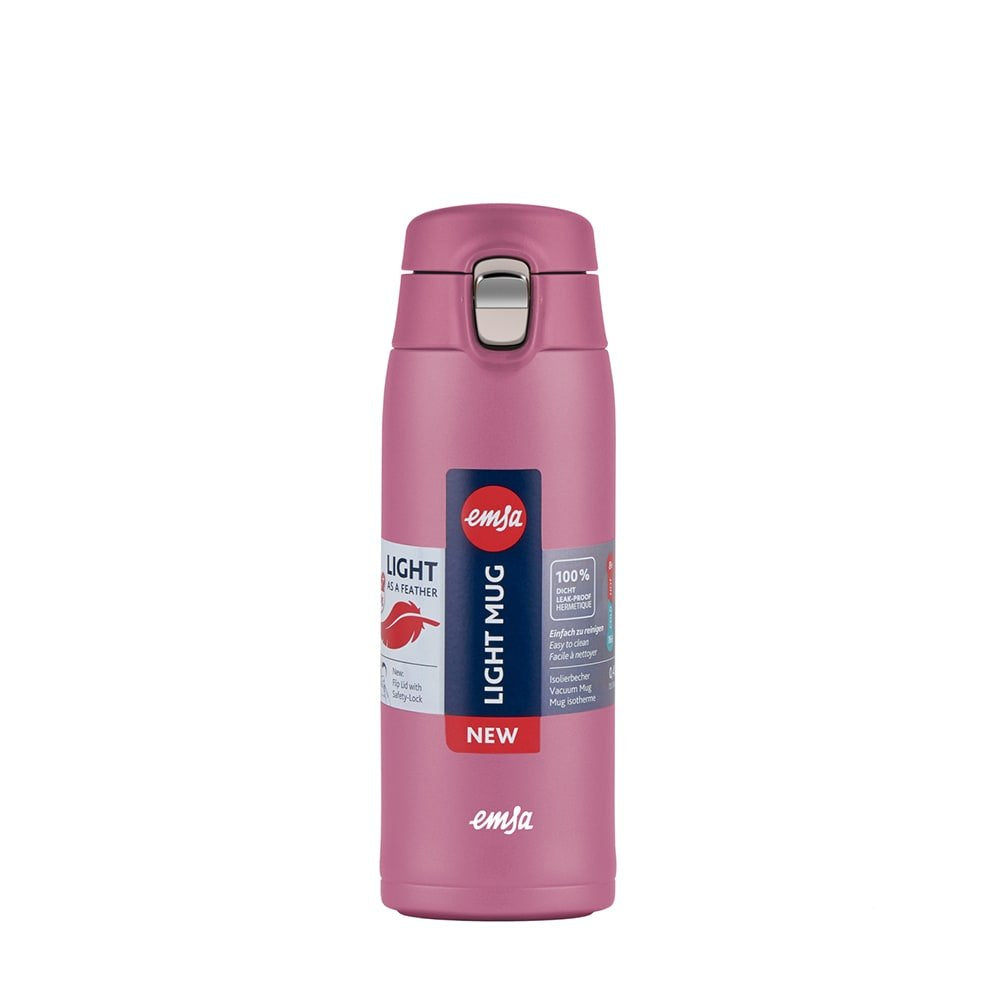 Emsa Travel Mug Taza Térmica Ligera 0,4 Litros Rosa, Tapa Abatible N2151100