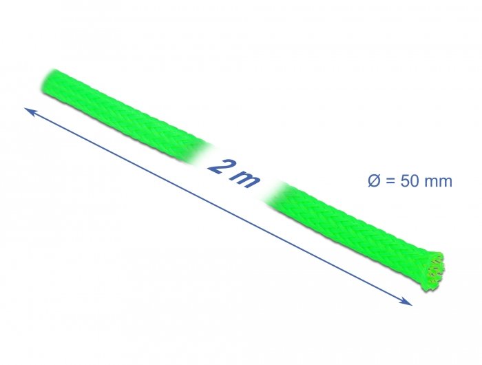 Delock 20759 Funda Trenzada Estirable 2 M X 50 Mm, Color Verde