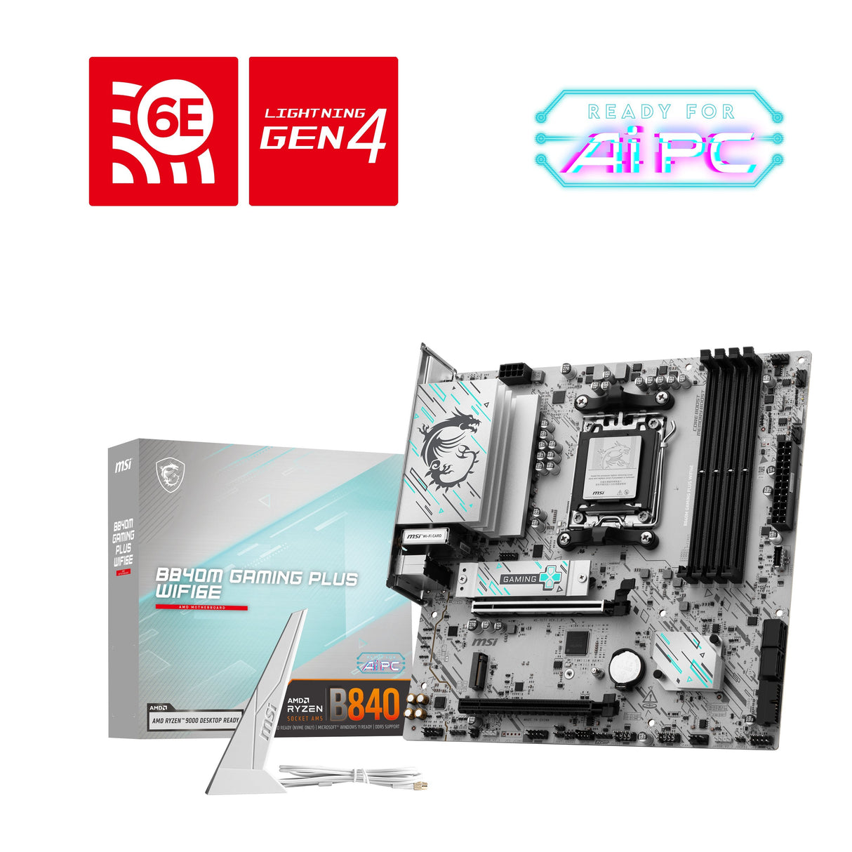 EAN 4711377361811 - MSI B840M GAMING PLUS WIFI6E placa base AMD B840 Zócalo AM5 micro ATX imagen 6