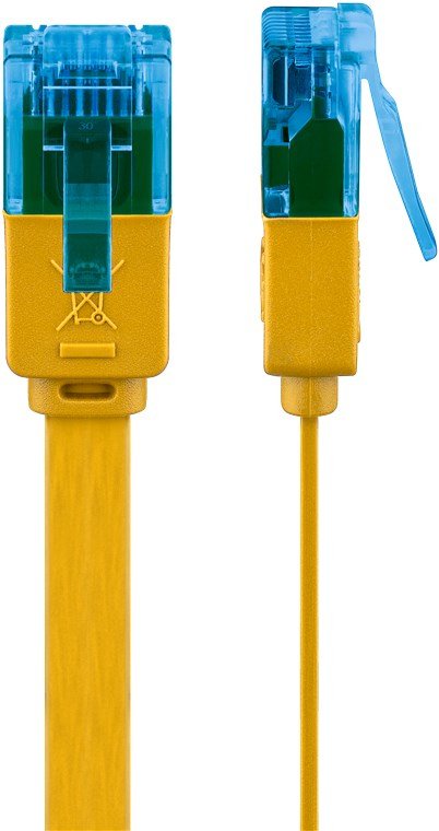 Cat 6a Flat-Patch Cable U/Utp, Yellow, 1 M - Copper