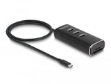 Delock 64234 Hub Usb Type-C 3 Puertos Con Lector De Tarjetas Sd Y Micro Sd - 60 Cm Cable E Interruptor Para Cada Puerto