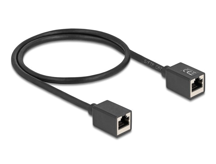 Delock Netzwerk Verlängerungscable Kupplung Rj45 Buchse Zu Rj45 Buchse Cat.6a S Ftp 0,5 M Schwarz