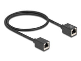 Delock Netzwerk Verlängerungscable Kupplung Rj45 Buchse Zu Rj45 Buchse Cat.6a S Ftp 0,5 M Schwarz