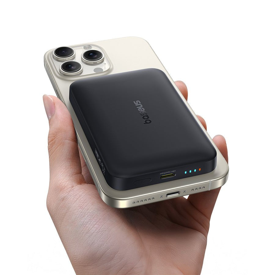 Power Bank Baseus  Enerfill Fm11 Ultra-Mini Magnetic (Magsafe Compatible), 22.5w, 10000 Mah, With Type-C Cable 0,30m, Black Eu (P1008210e123-00)