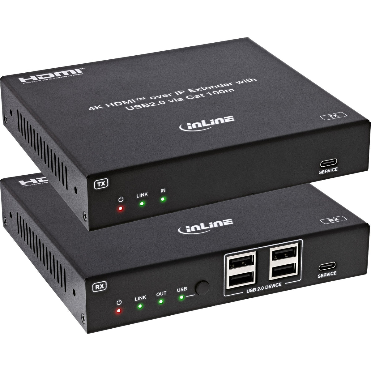 Kvm Extender Sobre Ip, Hdmi, 4k60hz, 4 Usb 2.0,100m, Set Inline
