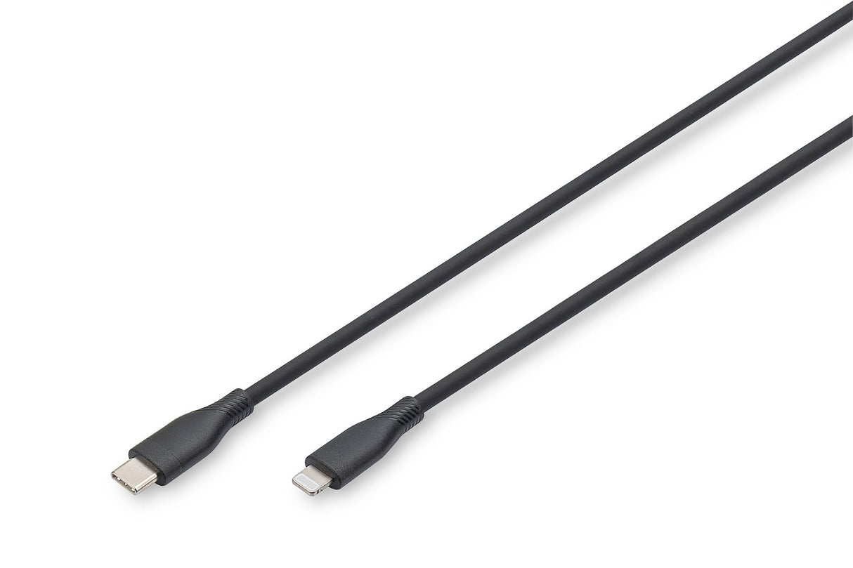 Digitus Cable De Conexión Lightning De Silicona, Usb-C - Lightning, 0,5 M, Negro