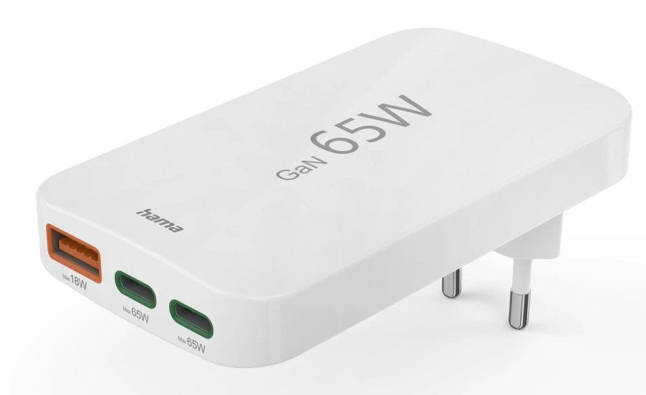 Hama 65w Gan, 2x Usb-C, 1x Usb-A, Biala