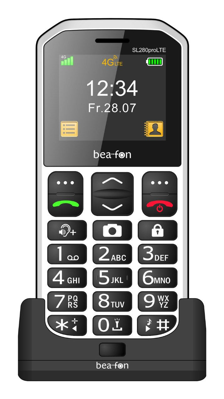 Beafon Sl280pro Lte - 4g, Plateado Line, Móvil Con Teclas Grandes, Negro-Blanco