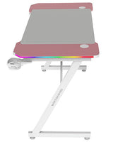 Mesa Gaming Mgd-X120 Rgb Rosa Mars Gaming 120x60/ Alfombrilla Xxl/ Soportes Externos Para Bebidas Y Auriculares/ Gestión De Cables/ Iluminación Argb Con Mando