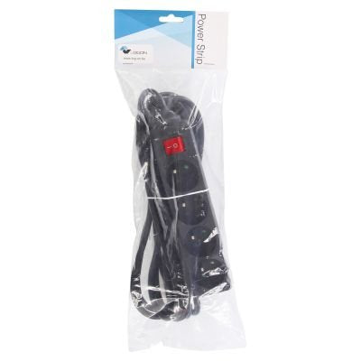 4-Way Power Strip: Black -  On/Off Switch - 5m Cable