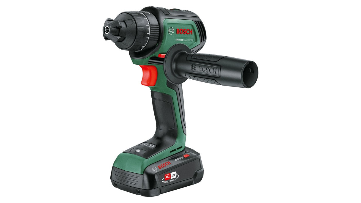 Bosch  Taladro Combinado A Batería Advancedimpact 18v-80 Quicksnap Verde/Negro, 2x Batería Li-Ion 2,5ah, Maletín, Power For All Alliance 06039e2102