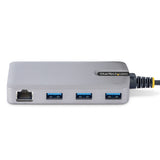 Startech Hub Usb 3 Puertos Usb 3.0 5gbps Alimentado Por El Bus  Cable 30cm Con Red Ethernet Rj45 1gb