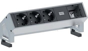 EAN 4016514043408 - Bachmann DESK 2 base múltiple 0,2 m 3 salidas AC Negro, Acero inoxidable imagen 1