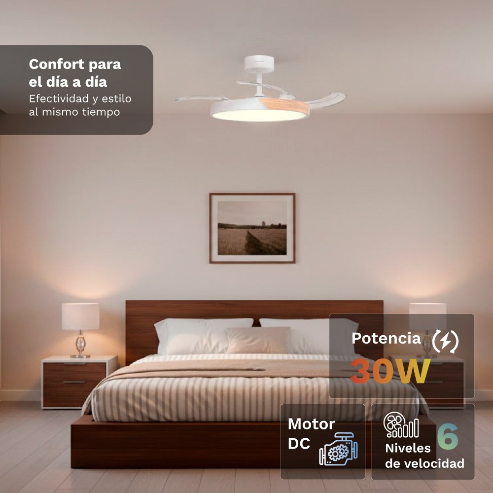 Ventilador De Techo Grunkel Skydual42 30w 4 Aspas 106cm 6 Velocidades