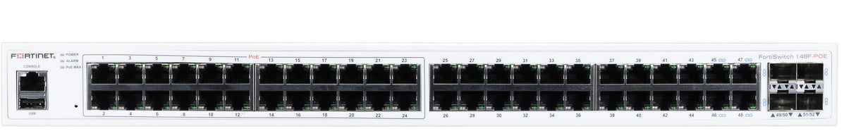 Fortiswitch 148f-Poe, L2+ Management Switch With 48x Ge Port + 4x Sfp+ Port + 1x Rj45 Console.