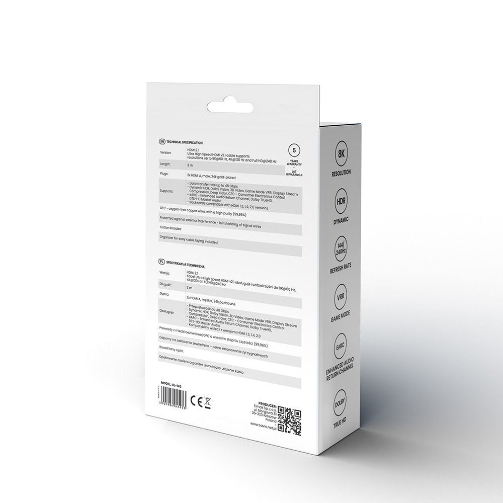 Hdmi Cable Cl-143 V.2.1 Savio