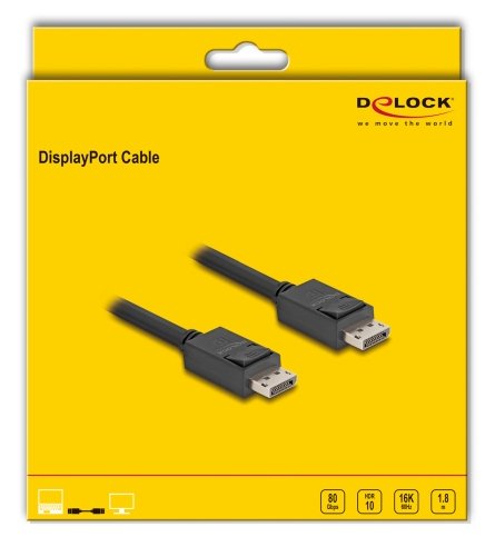 Cable Delock 81175 Displayport 16k 60 Hz 80 Gbps 1,8 M