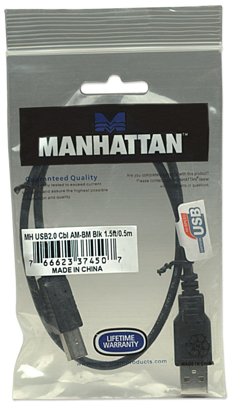 EAN 0766623374507 - Manhattan 374507 cable USB USB 2.0 0,5 m USB A Negro imagen 5