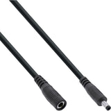 Cable De Extensión De Cc Inline, Enchufe De Cc Macho/Hembra 4,0x1,7 Mm, Awg 18, Negro, 0,5 M