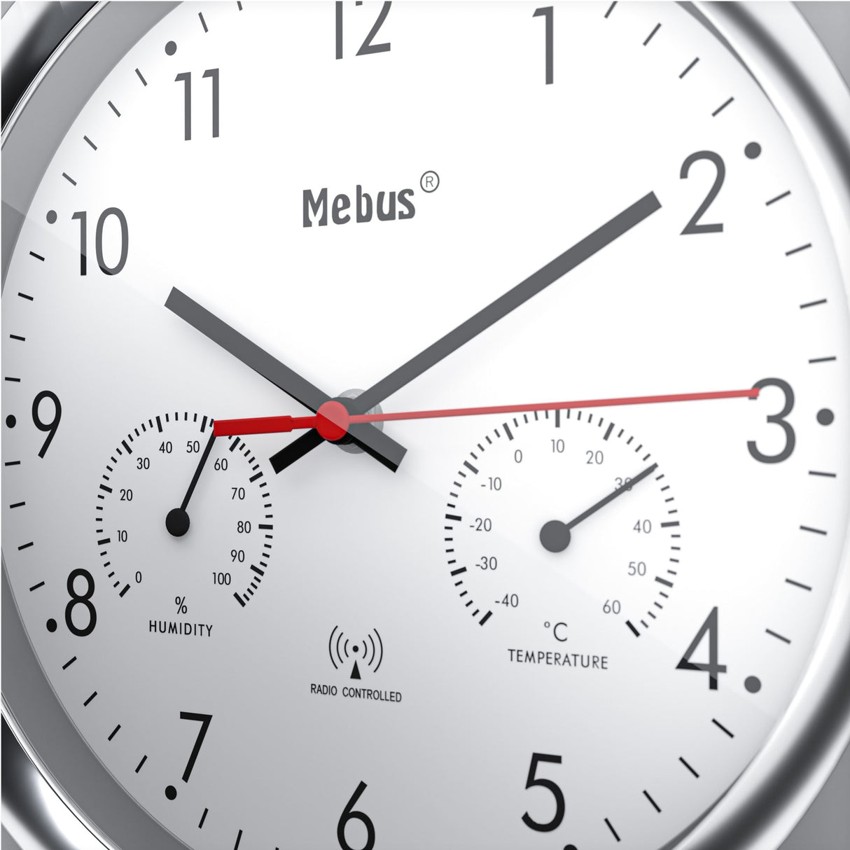 Mebus 19454 Reloj De Pared Reloj De Pared Digital Alrededor Plata, Blanco