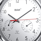 Mebus 19454 Reloj De Pared Reloj De Pared Digital Alrededor Plata, Blanco