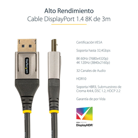 EAN 0065030889087 - StarTech.com DP14VMM3M cable DisplayPort Gris, Negro imagen 7