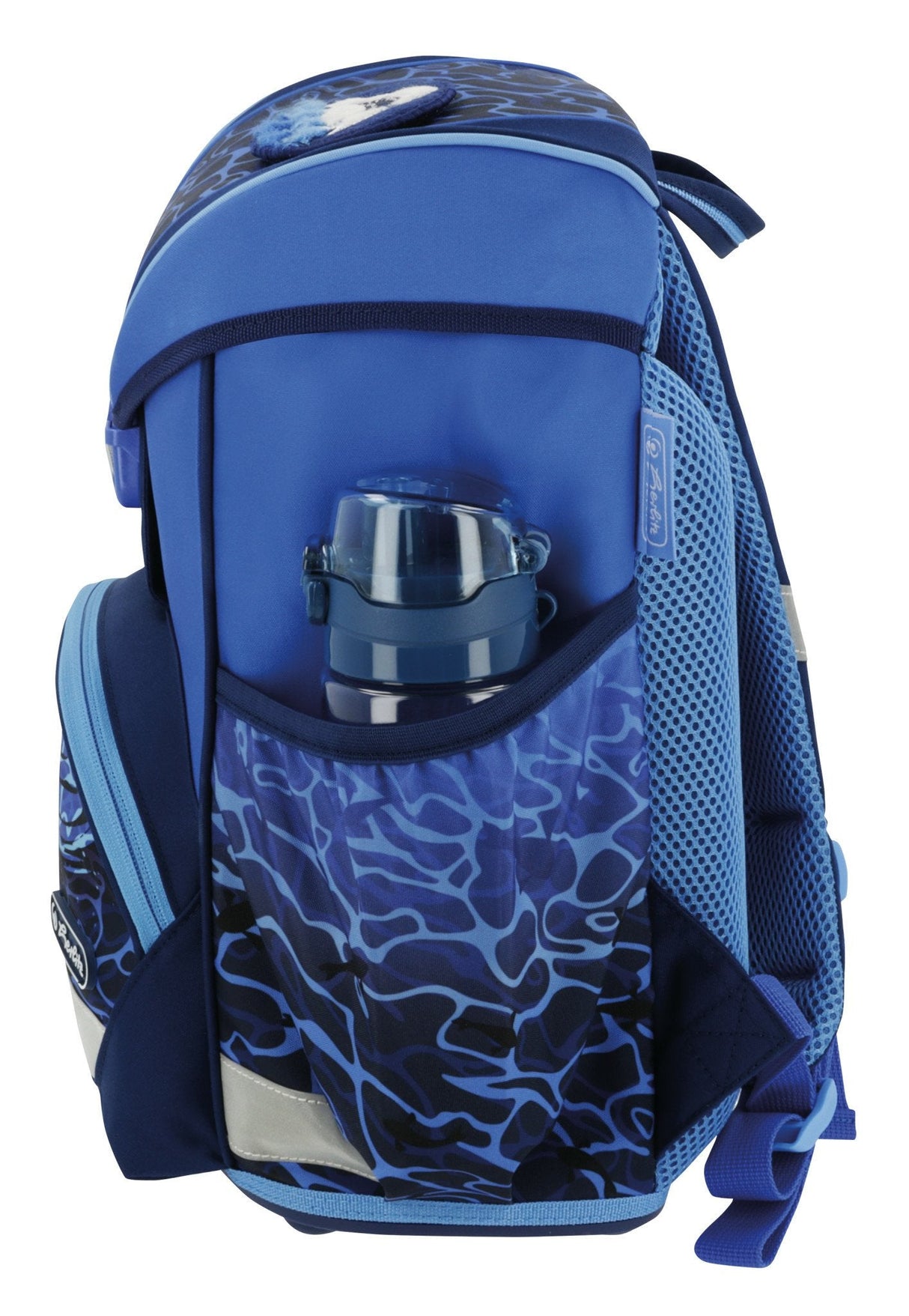 Mochila Escolar Herlitz Ultralight Azul, Estuche Estudiante Con 16 Piezas, Mocasines Ovalados, Bolsa De Deporte, 2 Aplicaciones 50046164