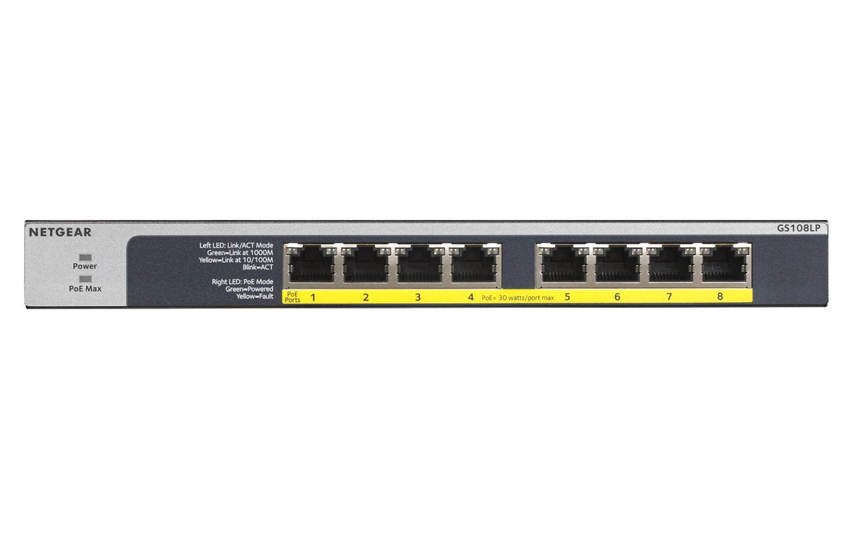 Hub  Switch Netgear Gs108lp-100eus 8xgigabit/Pared+Rack/8xpoe Gs108lp-100eus