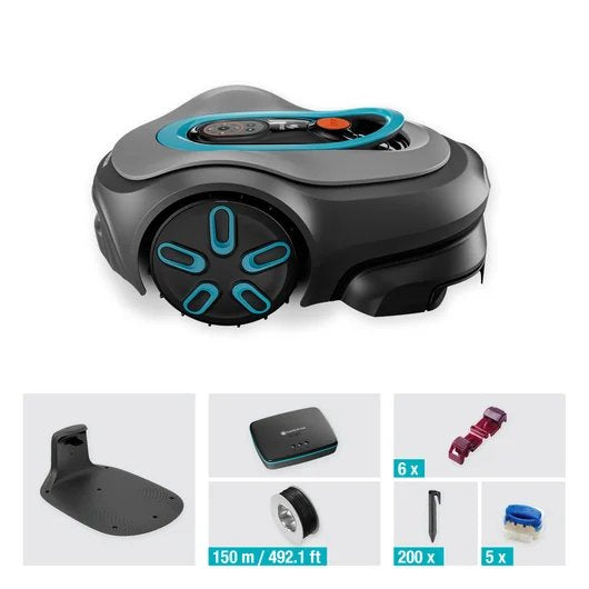 Robot Cortacésped Gardena Smart Sileno Max 1.500m² Gris/Turquesa, Batería Li-Ion, Tecnología Lona 19903-20