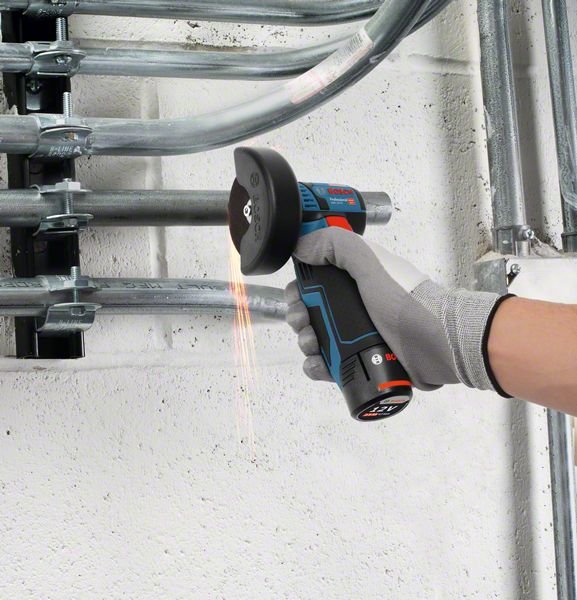 Amoladora Angular Inalámbrica Bosch Gws 12v-76 Professional Solo, 12 Voltios (Azul/Negro, Sin Batería Ni Cargador) 06019f2000