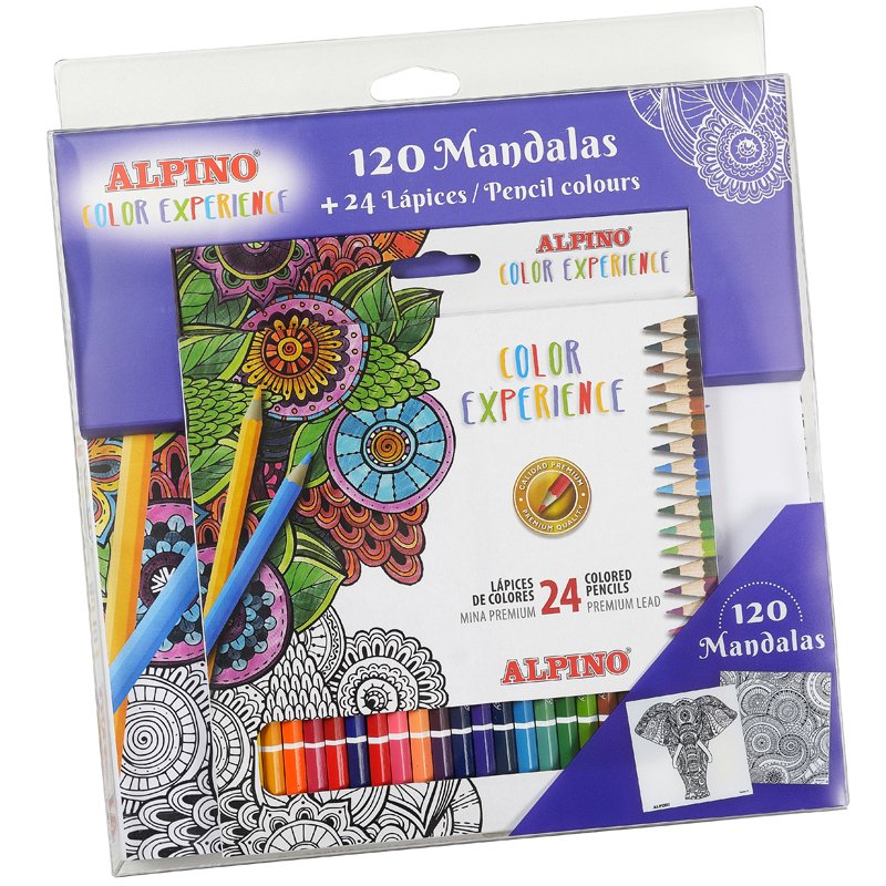 Alpino Lápices De Colores Experience + Libro Colorear Mandalas Estuche De 24+120 C/Surtidos