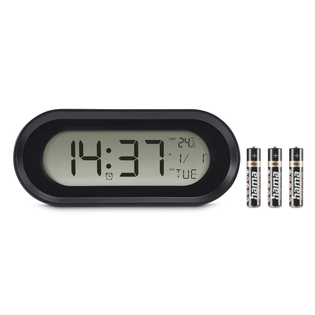 Hama Samos Reloj Despertador Digital - Patalla Lcd - Funcion De Repeticion De Alarma - Alarma De Aniversario -