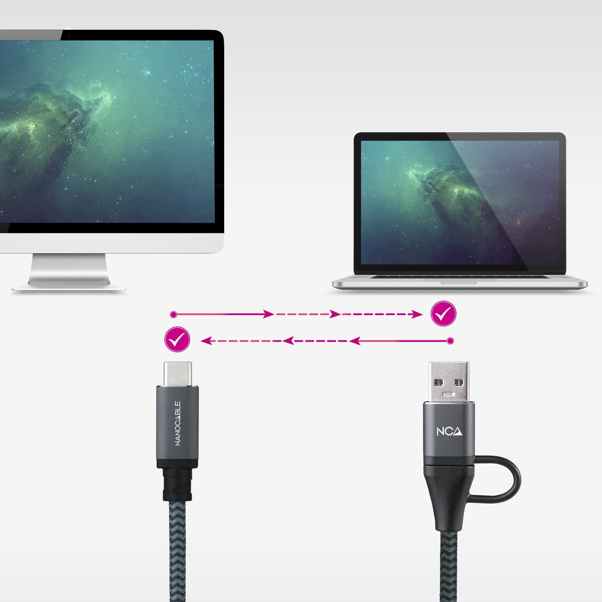 Cable Usb3.2 Gen2x2 100w,Usb-C+A/M-Usb-C/M,1.5m