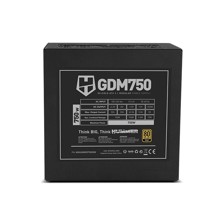 Fuente De Alimentación Nox Hummer Gdm 750w Ventilador 12cm 80 Plus Gold