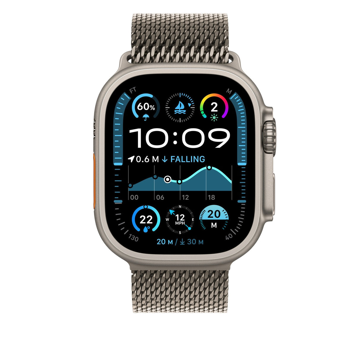 Apple 49mm Natural Titanium Milanese Loop - Medium