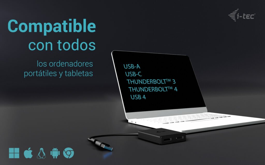 EAN 8595611706851 - i-tec CADUAL4KDP adaptador de cable de vídeo 0,27 m USB Type-A/USB Type-C 2 x DisplayPort Negro imagen 5