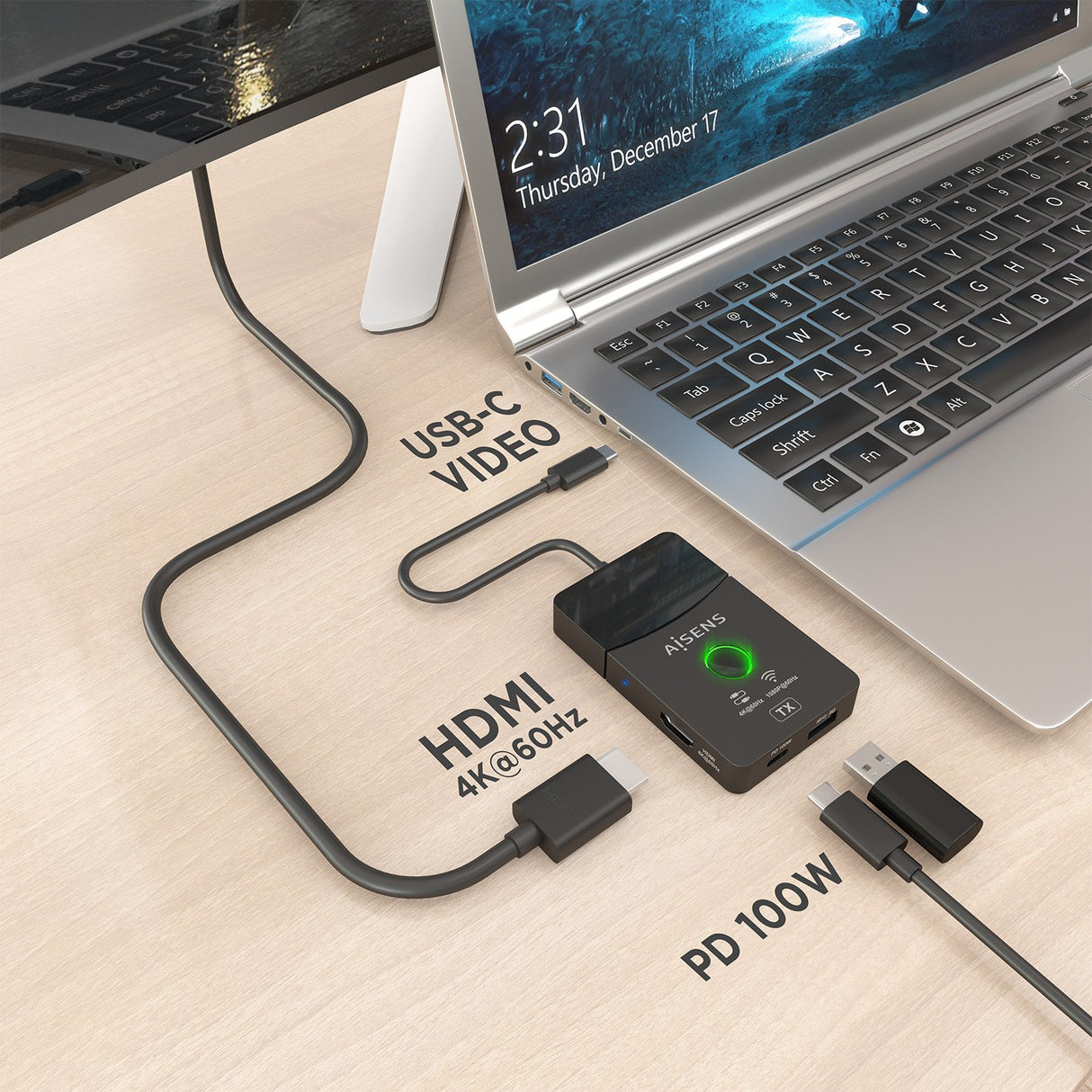 EAN 8435739903292 - AISENS ASWL-H2KDC30M05-BK base para portátil y replicador de puertos Inalámbrico y alámbrico USB 3.2 Gen  imagen 5