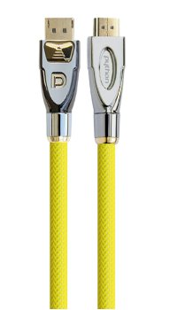 Cable De Conexión Displayport 1.2 An Hdmi 2.0, 4k2k Uhd, 24k Chapado En Oro Contactos, Ofc, Malla De Nailon Amarillo, 1m, Python® Series