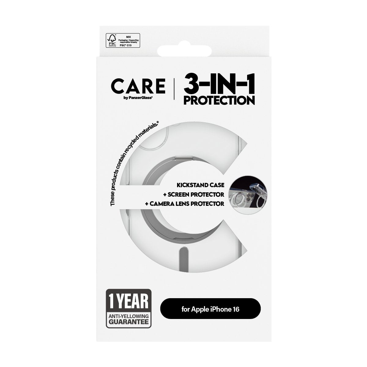 EAN 5715685004759 - PanzerGlass CARE™ by ® 3-in-1 Ceramic Bundle iPhone 16 funda para teléfono móvil Transparente imagen 3