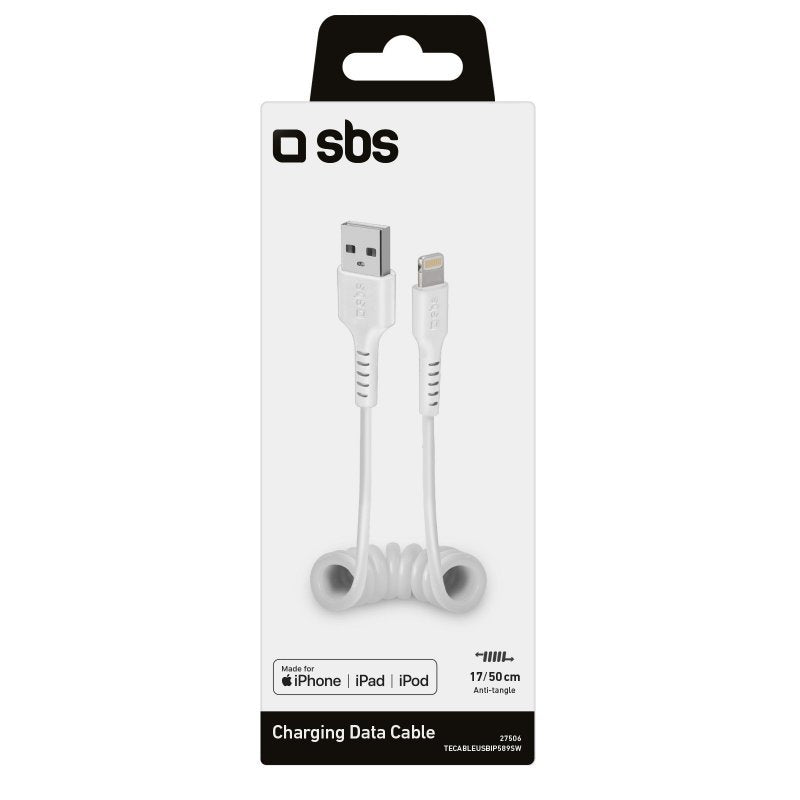 Sbs Tecableusbip589sw Cable Usb A - Lightning Blanco  17-50cm