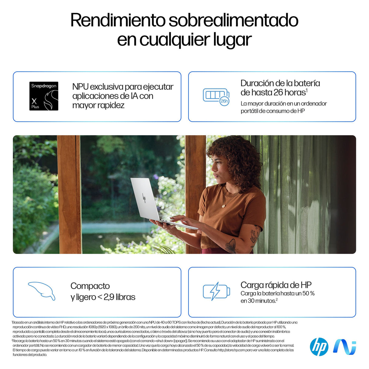 EAN 198701537205 - HP OmniBook X 14-fe1000ns Copilot+ PC Qualcomm Snapdragon X1P-42-100 Portátil 35,6 cm (14") 2.2K 16 GB LPD imagen 7