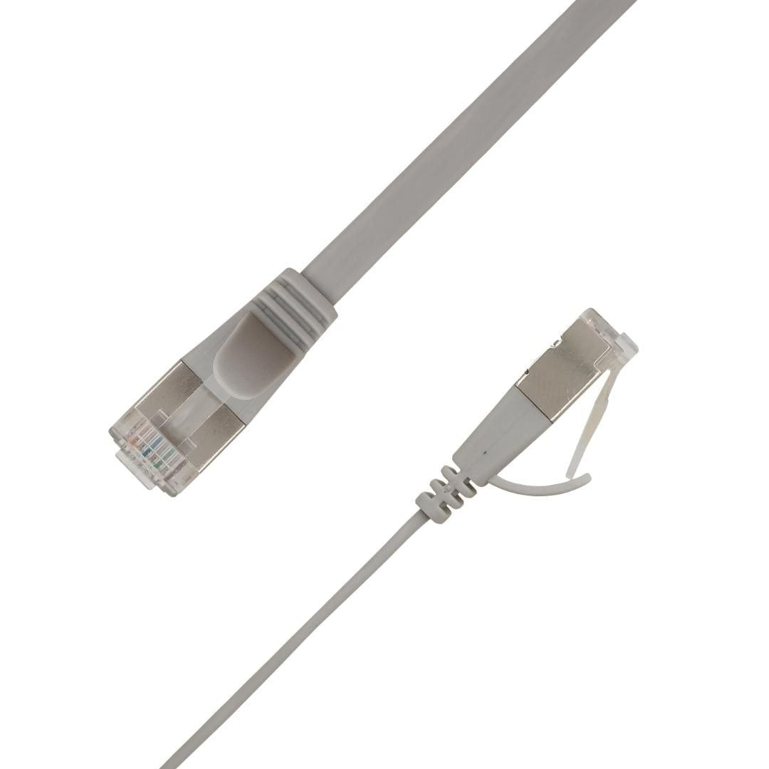 Flat U/Ftp Cat6a Grey 5m Awg 32/7, Pvc, 1 85x6mm Stp-Fl6a-00500-Gy