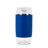 Emsa Tea Mug 420 Ml Transparente, Termo Azul/Transparente, Transparente, Vidrio, Silicona, Acero Inoxidable, China, 420 Ml, 82 Mm