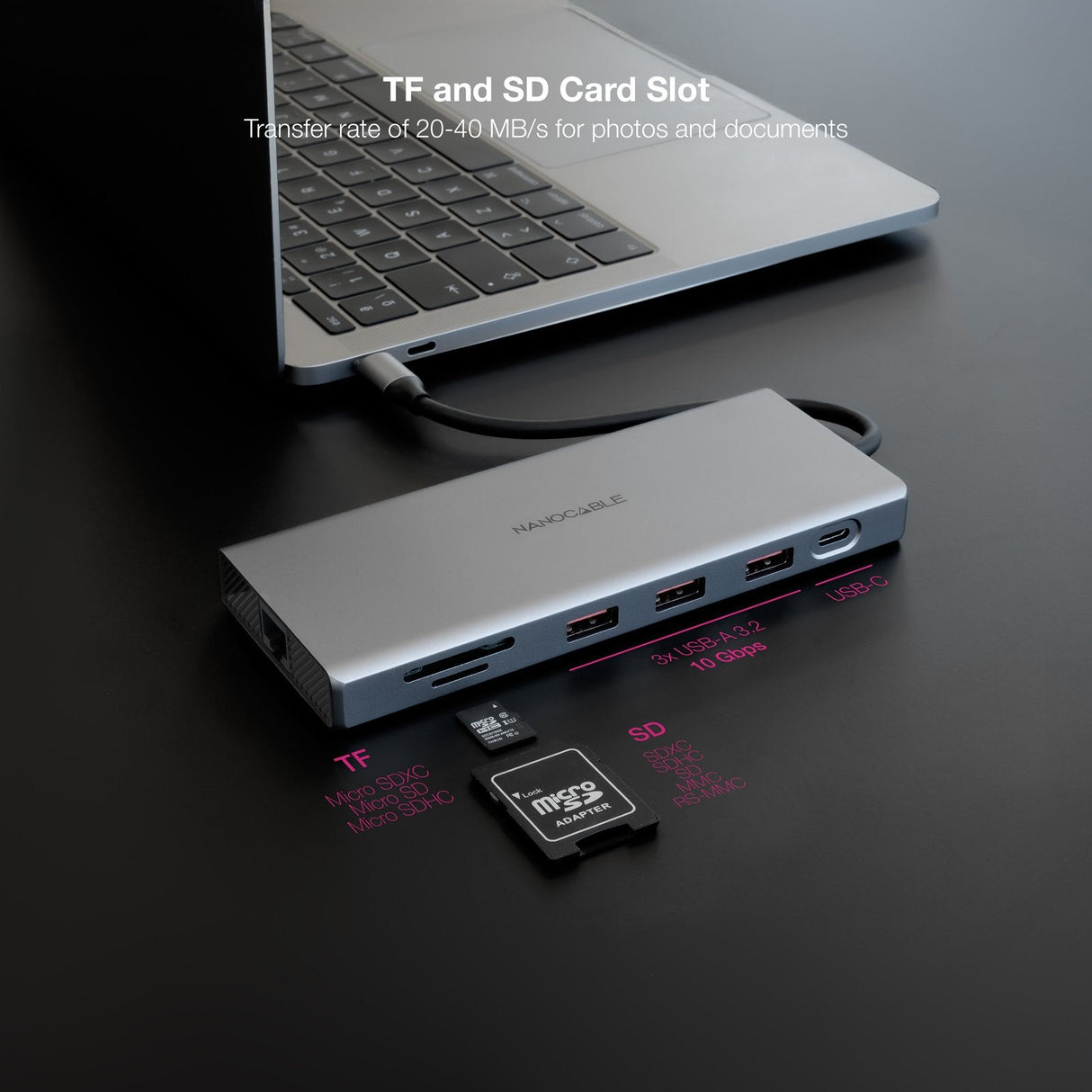 Docking Tipo-C Nanocable 10.16.4612 3xusb 1xusb Tipo-C 2xhdmi 4k 1xdisplayport 1xrj45 1xlector Tarjetas 1xjack 3.5 1xusb Tipo-C Pd Gris