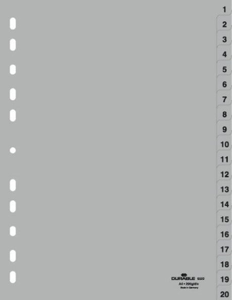 EAN 4005546665146 - Durable 6522-10 Separador numérico con pestaña Polipropileno (PP) Gris imagen 1
