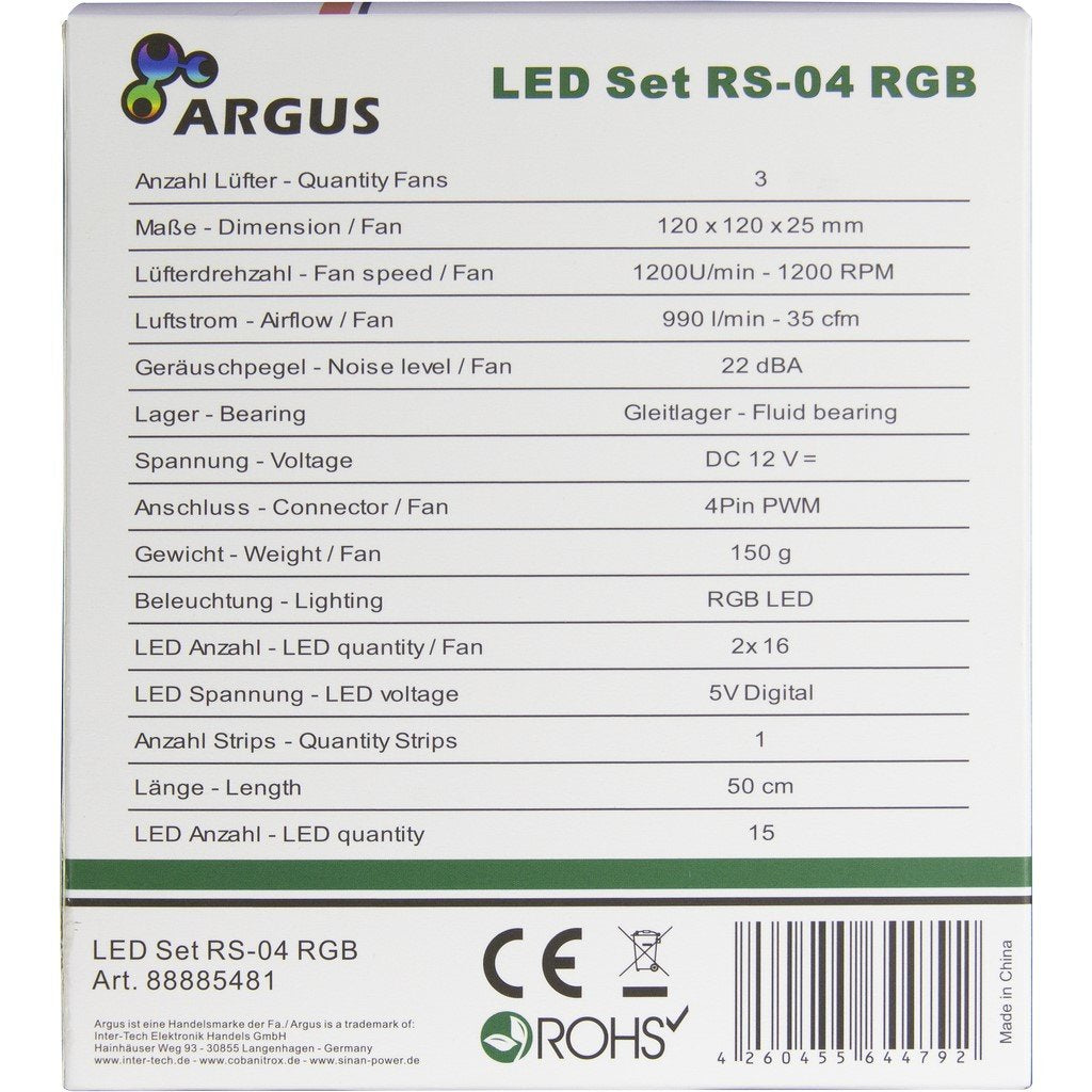 Inter-Tech Rs-04 Rgb Carcasa Del Ordenador Ventilador 12 Cm Negro