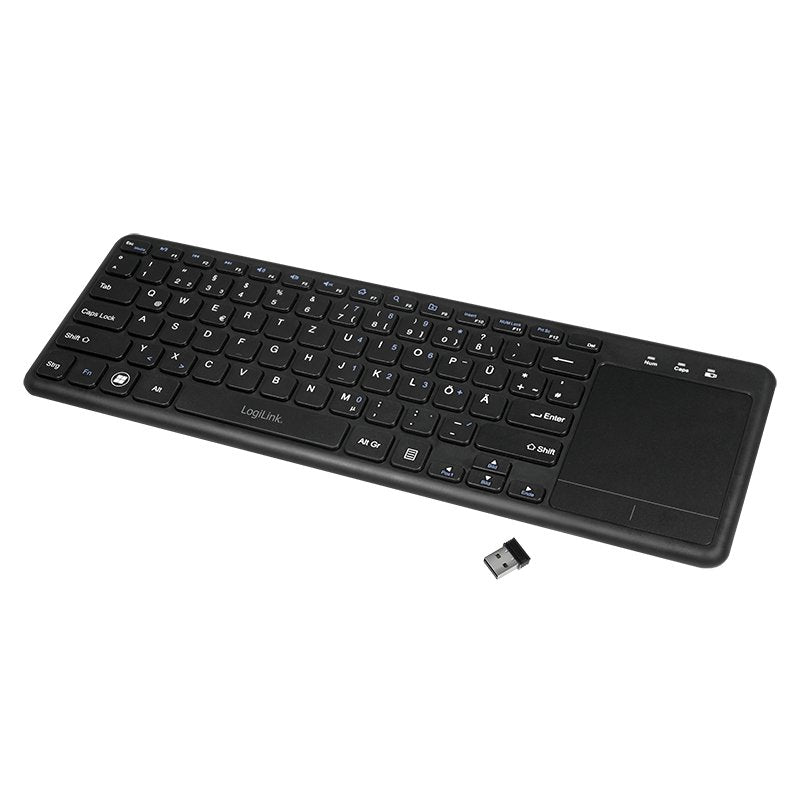 Teclado Aleman Logilink Id0188 Rf Inalámbrico Touchpad Qwertz Negro