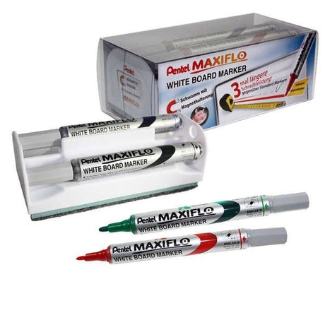 EAN 5011433133352 - Pentel Maxiflo marcador 4 pieza(s) Punta cónica Negro, Azul, Verde, Rojo imagen 1