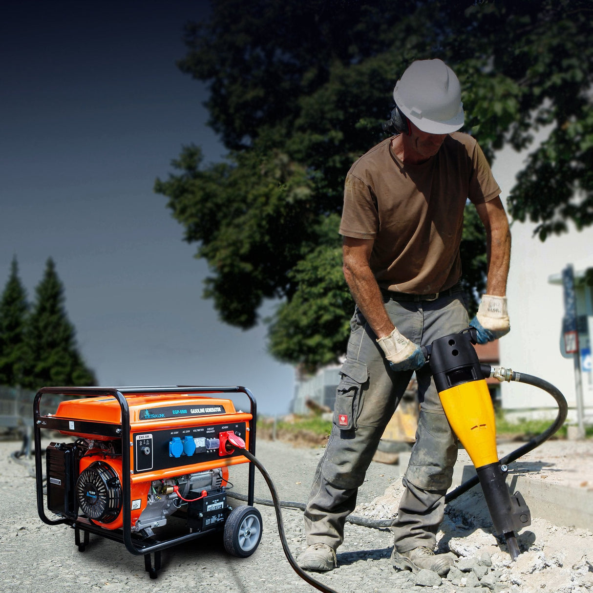 Extralink Ex.30356 Motor-Generador 5000 W 25 L Gasolina Negro, Naranja